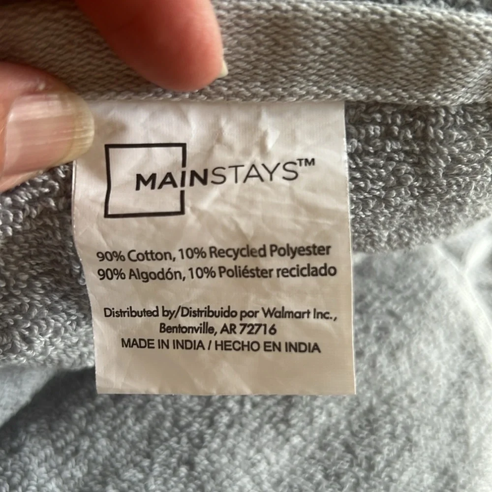 Mainstays Set Of (2) 100% Cotton Gray Ribbed Bath Towels